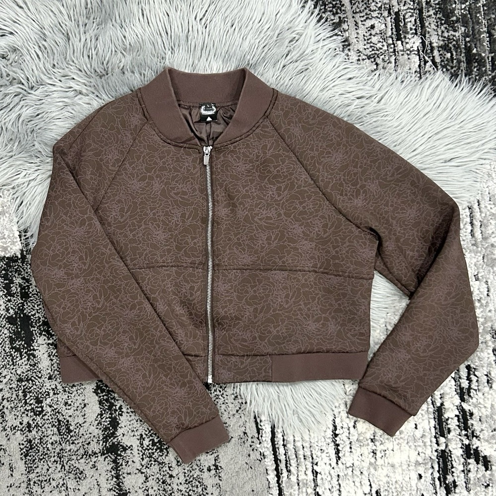 Balance Athletica Flight Crop Bomber Brown Fleur‎ Jacket Size Large